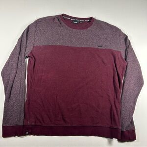 VANS Off The Wall Mens Burgundy Red Knit Sweater Mens Large 2 Tone Vintage Y2k